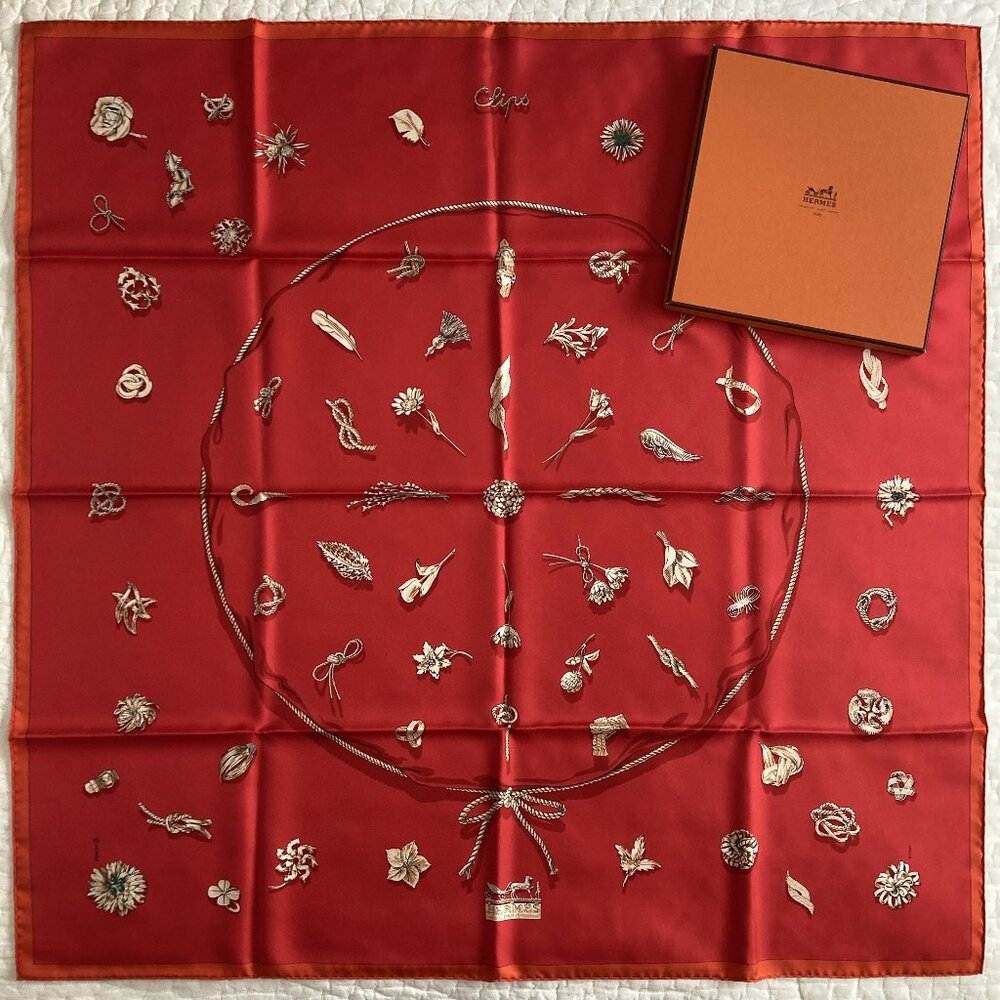 Vintage Unworn Hermes Clips Silk Scarf